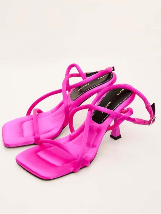 Proenza Schouler Shoes - PROENZA SCHOULER Square Strappy Sandals Heels Satin Fuchsia EU 38 US 8 Org$795